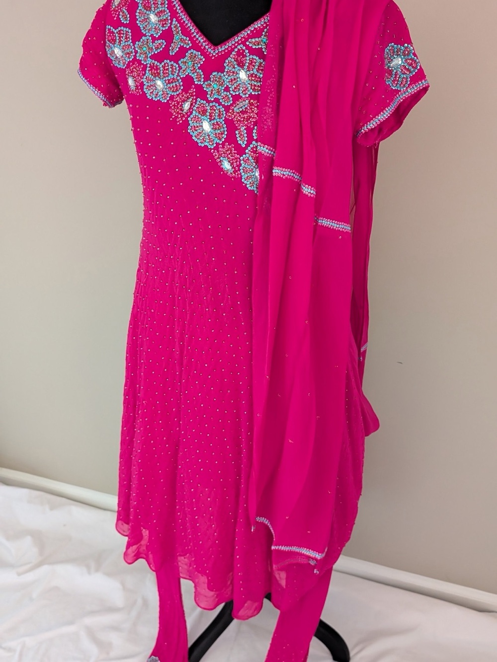 Women’s Pink Embellished Party Dress with Dupatta